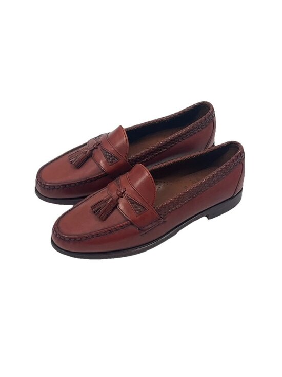 Allen Edmonds Maxfield Tassel Loafers Sz 11.5 D Brown Leather Woven Trim USA